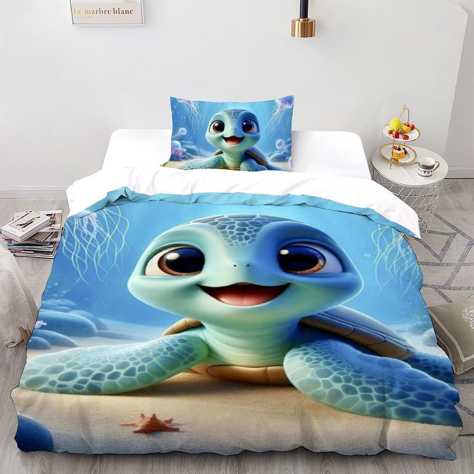 Housse de couette single ocean pour chambre enfant en microfibre