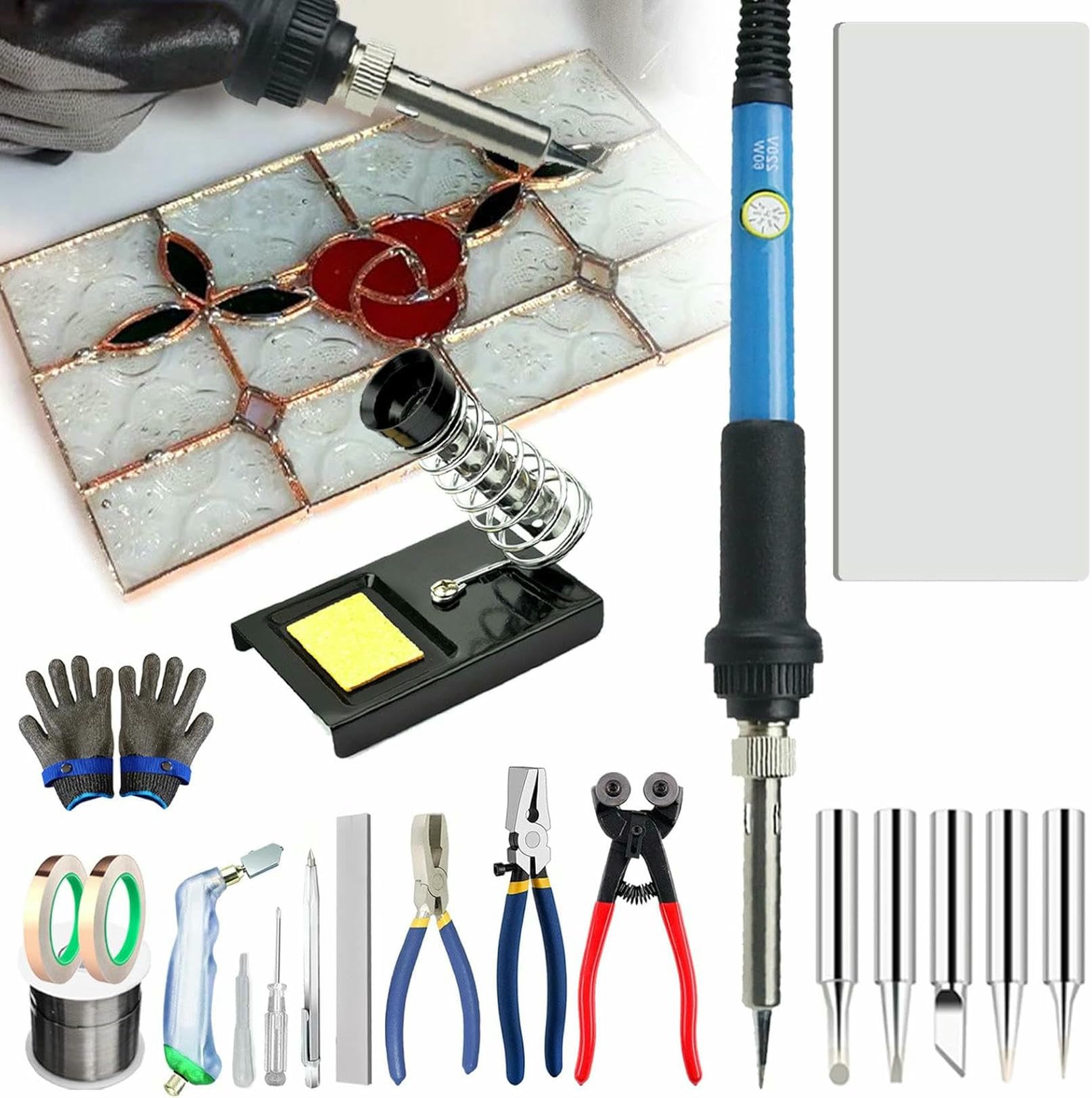 Kit outils vitrail complet de 23 pièces pour mosaïque et artisanat