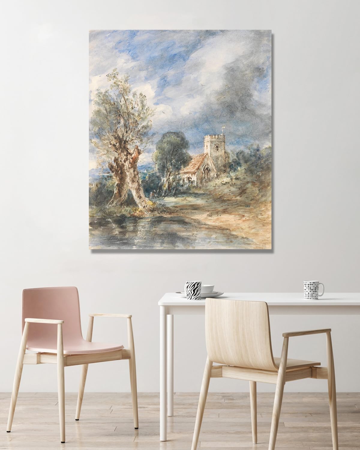 John Constable Sztuka ścienna (Kościół Stoke Poges), plakat słynnych obrazów, romantyzm retro obraz wydruki dekoracja ścienna. 30 x 36 cm - 11,8 x 14,2 cala tylko płótno