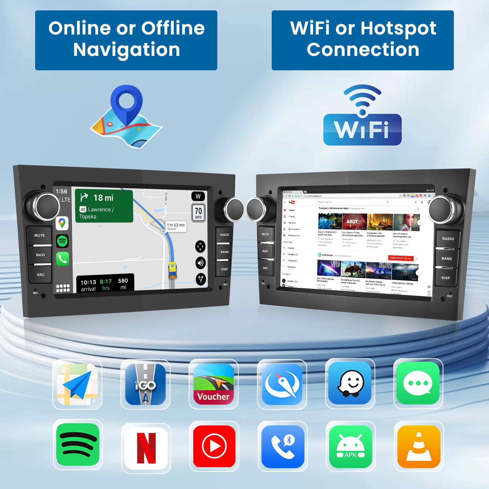 Inefala 2+64G Autoradio Android 13 para Opel Corsa Astra Antara Vivaro Meriva Vectra Radio Coche con Pantalla de 7 Pulgadas con Mirror Link/BT/Navegación GPS/Cámara de Respaldo