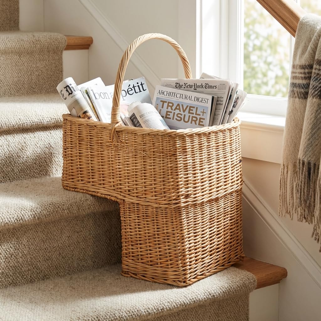 Panier d'escalier en Osier, Panier en Rotin, Panier de Rangement Escalier