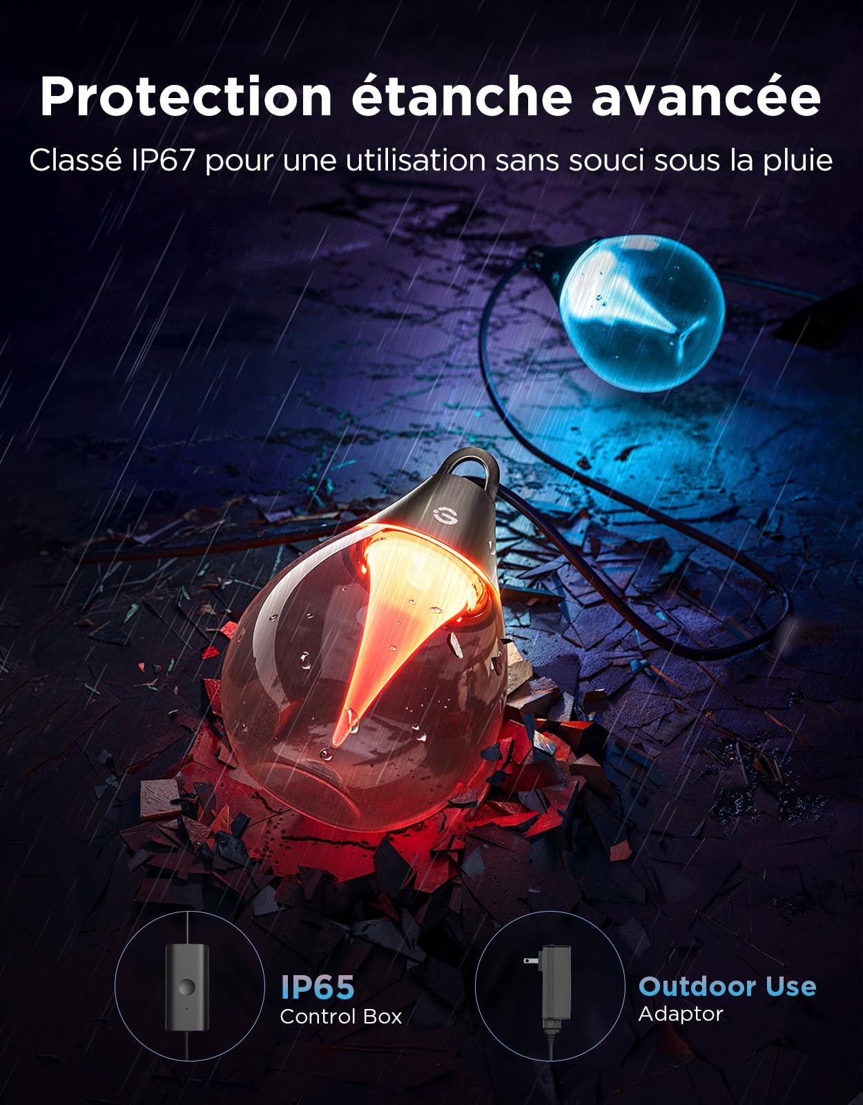 Govee Guirlande Lumineuse d'Extérieur 15m, RGBWIC Intensité Variable, IP67