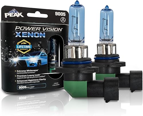 PEAK 9005 Power Vision XENON - Faros delanteros de 65 W, color blanco brillante, paquete de 2