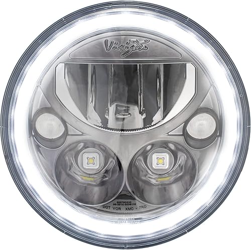 Vision X Lighting (XMC-575RDB) 5.75" redondo VX - Faro LED para motocicleta con bajo alto halo, luz única, cara cromada negra