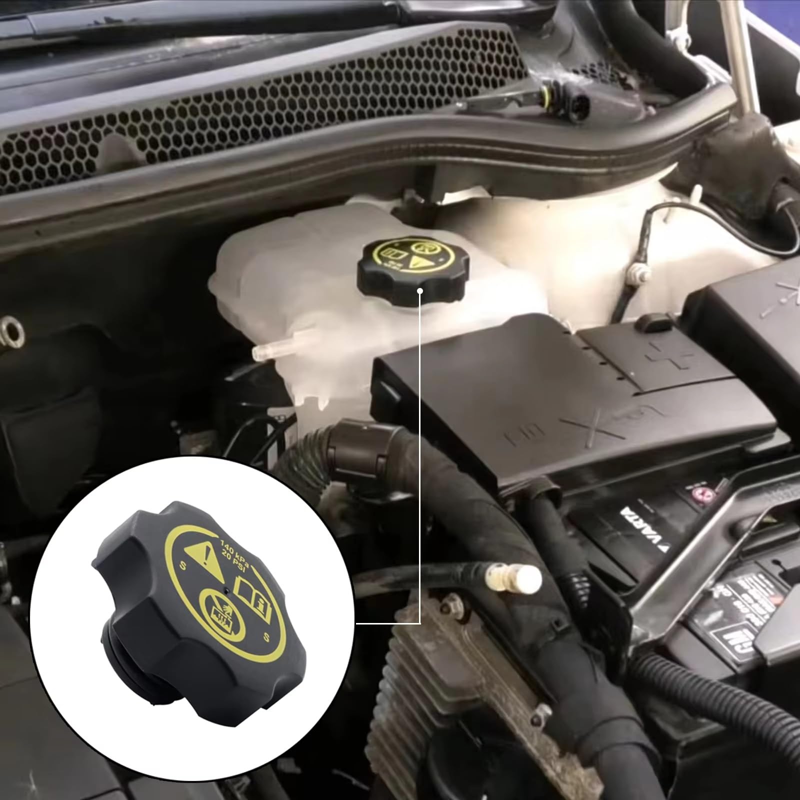 Compatible con Chevrolet Orlando 2007 2008 2009 2010 2011 2012 2013 2014-2019 13502353 Tapa del depósito de expansión del radiador del Coche