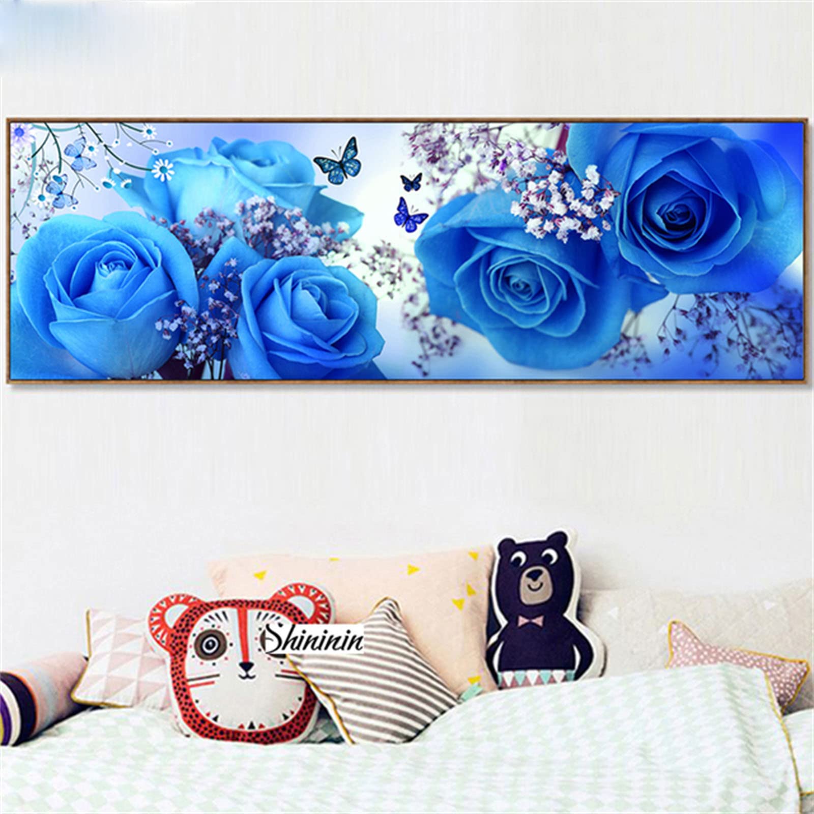 DIY 5D Diamond Painting Kit, 60x120cm Pittura Diamante Kit Completo, Paint by Numbers Adulti kits, Strass Ricamo a Punto Croce Diamond Painting Estratto di fiori di farfalla rosa blu , Home Decor