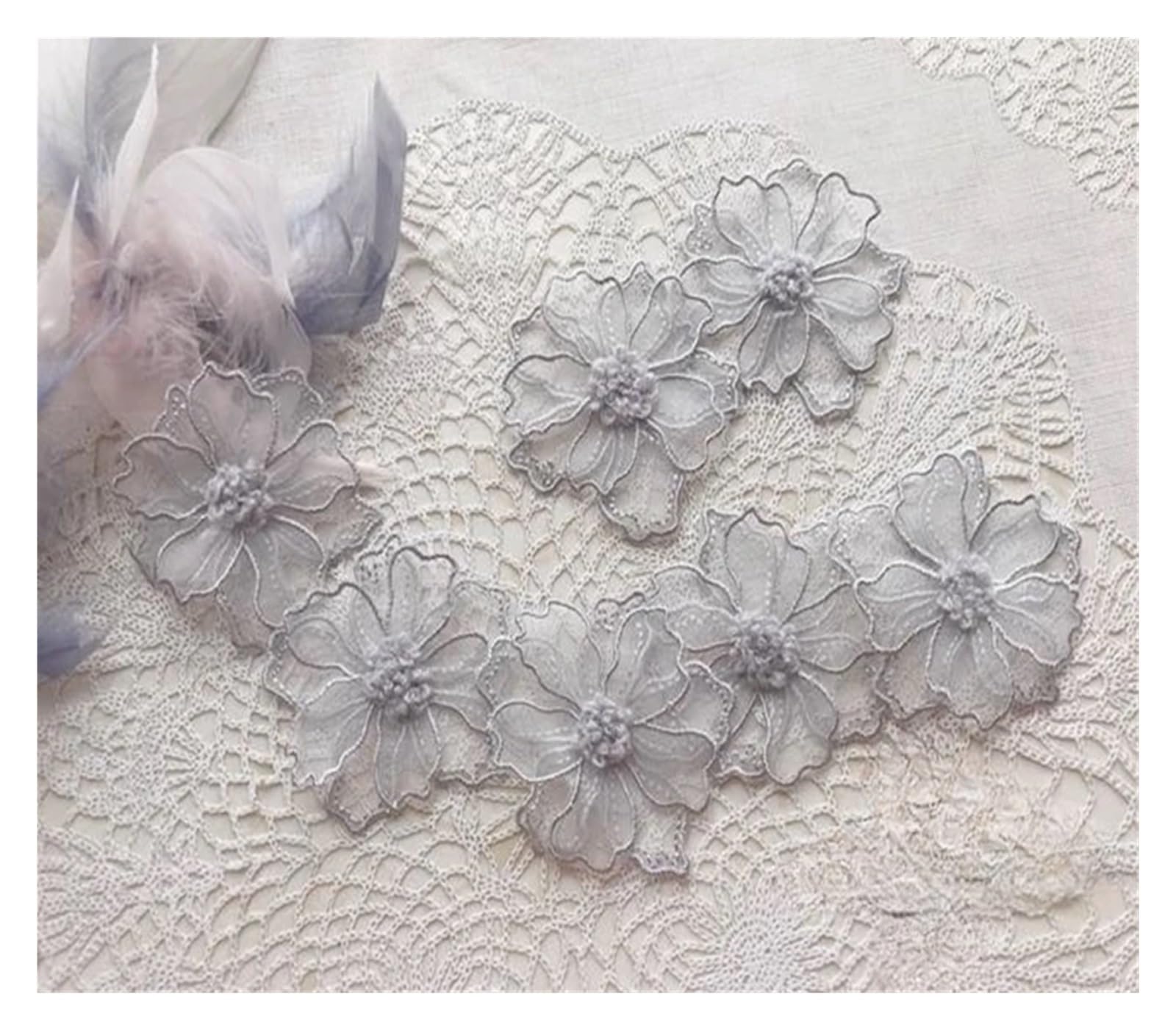 Applique de dentelle brodée 3D pour atelier couture de mariage et décoration artisanale fait main