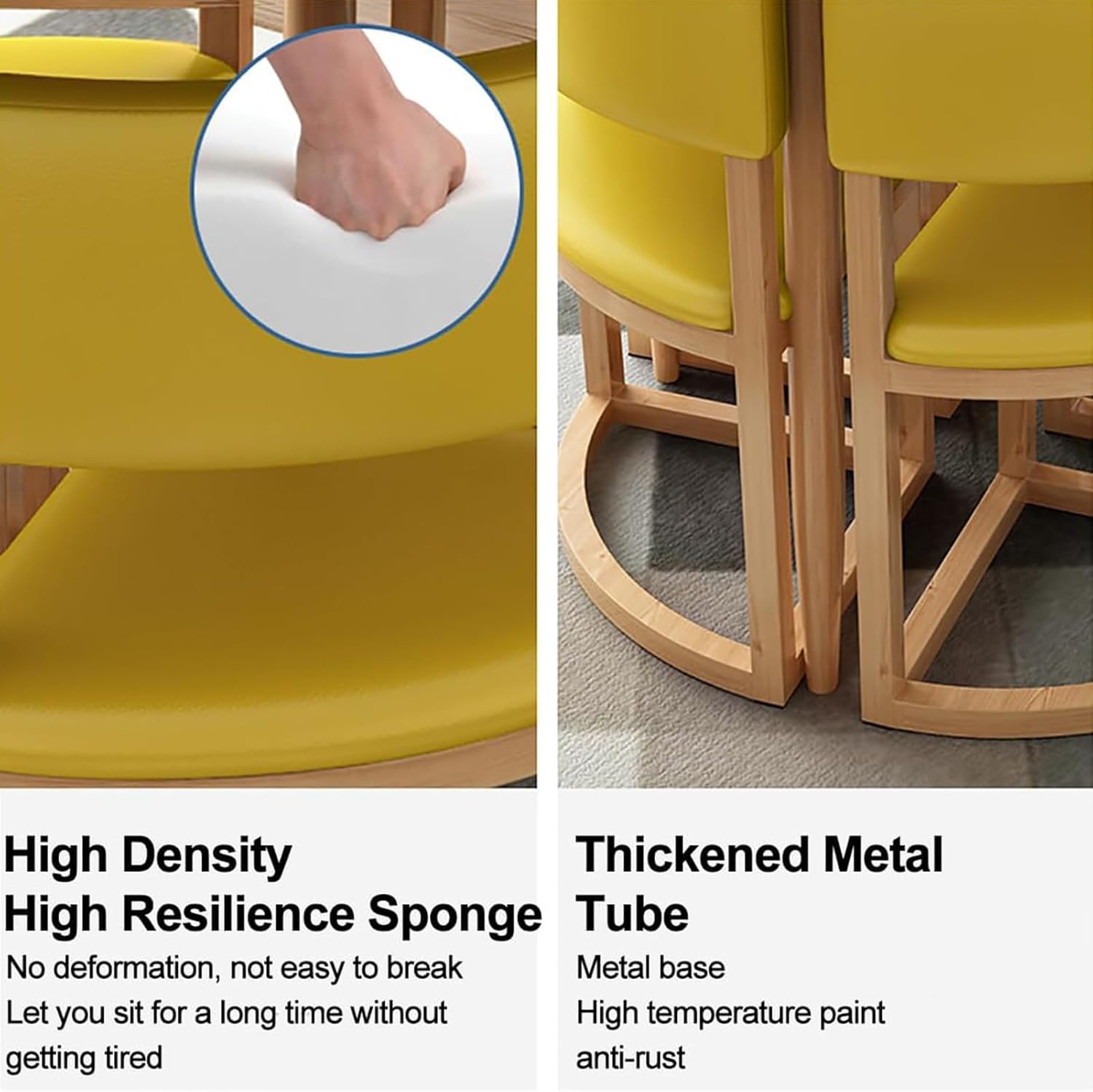 Modern Round Table and Chair Set Perfect for Office Reception Small Businesses Clubs and More Includes 4 Chairs for Meetings and Negotiations,Color6-80cm