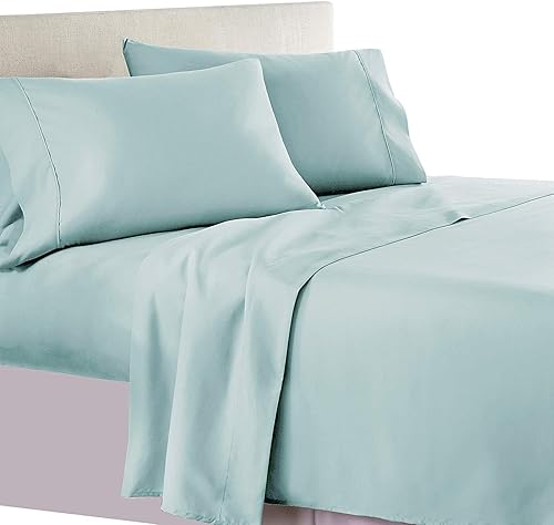 Royal Tradition Juego de sábanas olímpicas de 550 hilos, 100% algodón, tamaño Queen, color mar