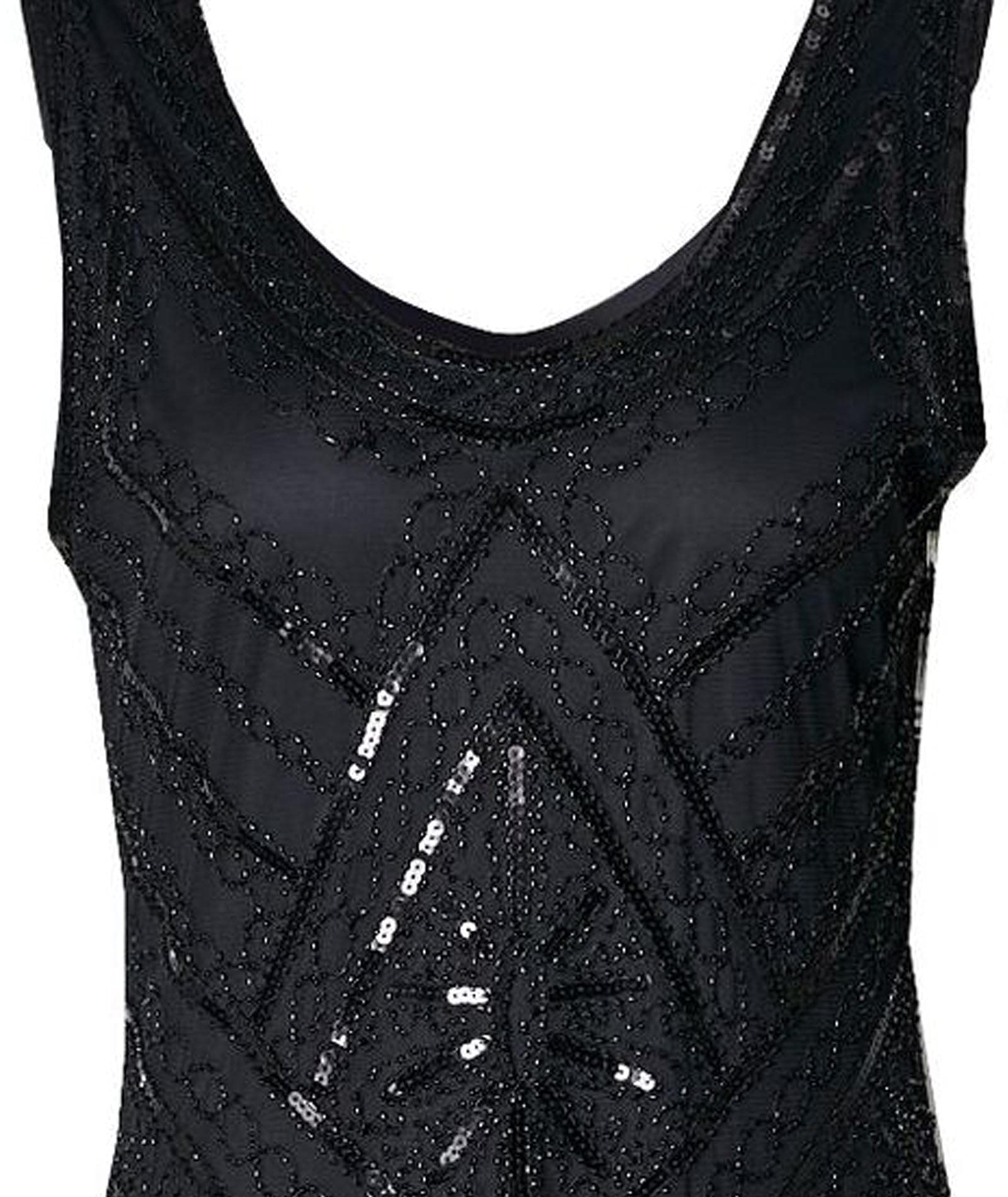HAHAEMMA - Abito vintage anni ’20 da donna, abito da flapper stile Charleston o Grande Gatsby, con paillettes e nappe, orlo, abito da sera e fa cocktail, adatto per feste a tema