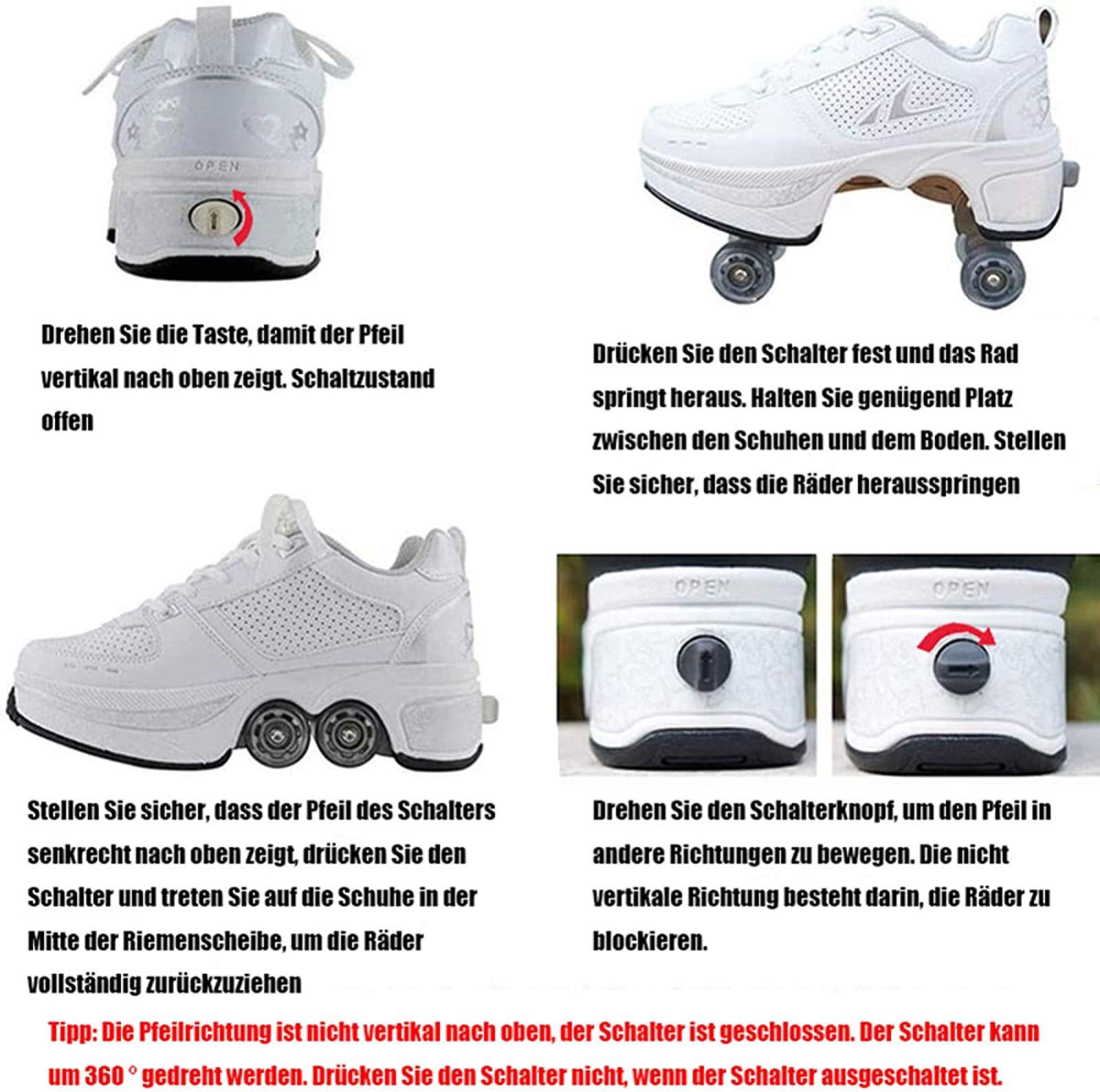 Patines Paralelos Multiusos 2 En 1, Patines De Cuatro Ruedas, Patines Para Principiantes De Diseño Elegante, Zapatos Deportivos Unisex Para Niños Adultos Al Aire Libre