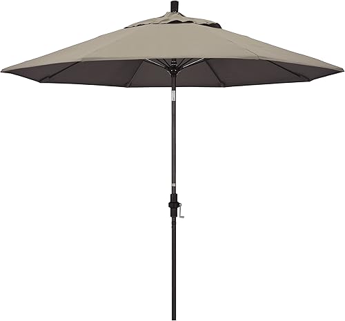 California Umbrella GSCUF908117-5461 - Sombrilla redonda de 9 pies con poste de aluminio y varillas de fibra de vidrio para patio, 9 pies, color