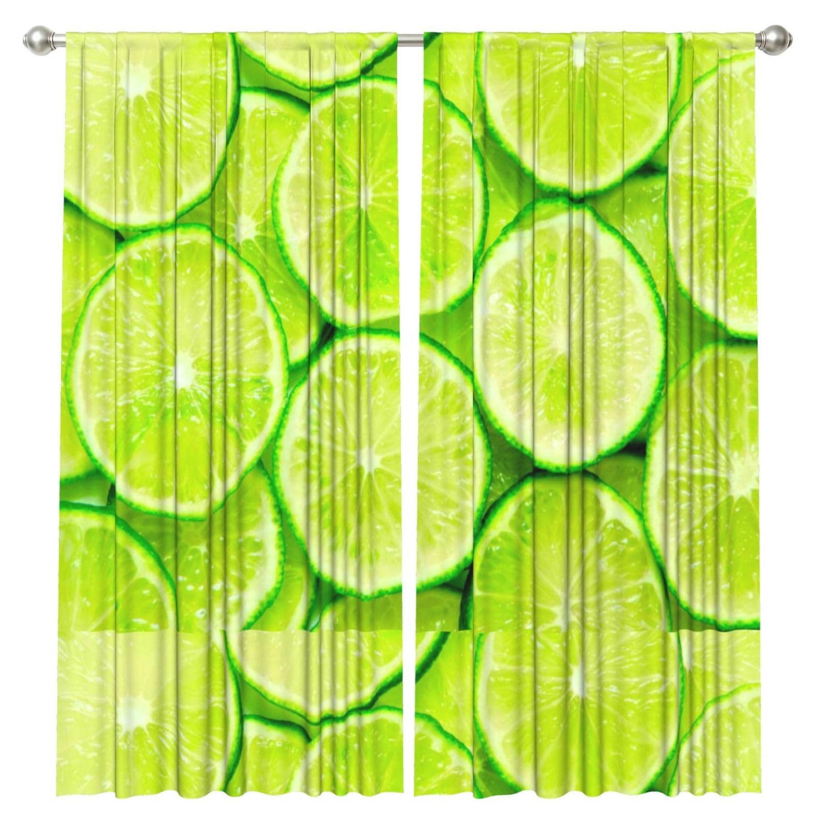 InOmak Green Lemon, 2 Panels Window Curtains 52 x 84 Inch Blackout Curtains for Living Room Bedroom