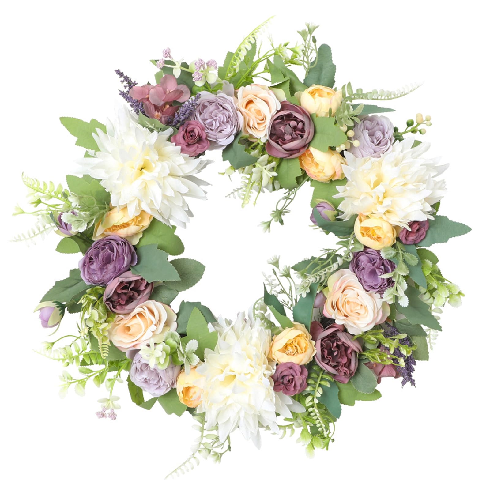 Spring Wreath for Front Door,45cm All Season Outdoor Wreath with Artificial Roses and Hydrangeas - Weatherproof Door Decor for Home, Farmhouse, Entryway, and Spring Decor