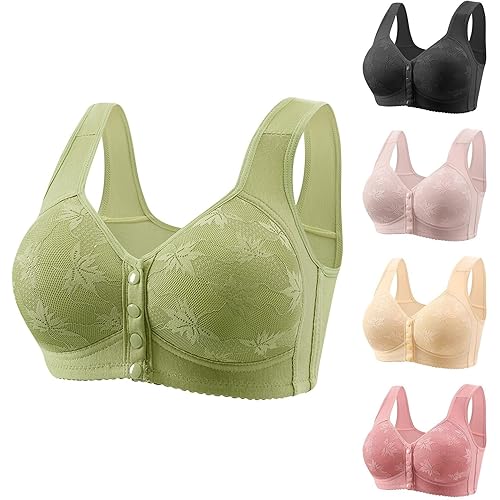Daisy Bras for Older Women,Wireless Front Closure Push Up Bras Plus Size Full Coverage Comfortable Everyday Bra 2025