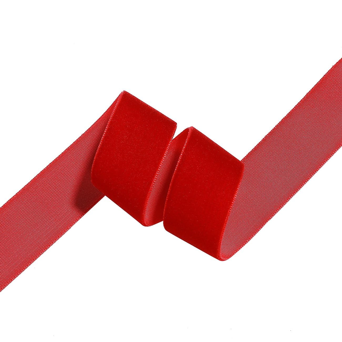 Velvet Piping Cord & Flat Velvet Ribbon Trim 5 Meter, Velour Sewing Trim for Upholstery, Cushion, Dressmaking & Craft, 10mm 19mm 25mm Width, 16 Colours [Scarlet Red, 5mts (19mm Flat Ribbon)]