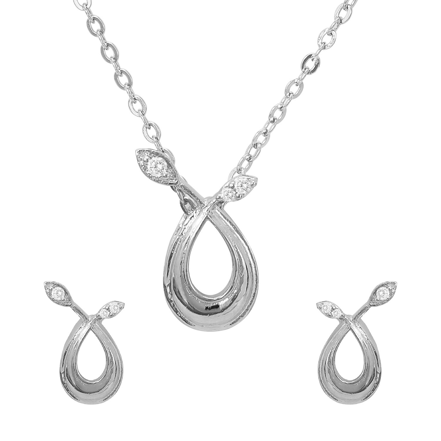 Mahi Cubic Zirconia Twin Leaf Rhodium Plated Pendant Set for Women NL1103677R (B08YNKD4ZK) Amazon Price History, Amazon Price Tracker
