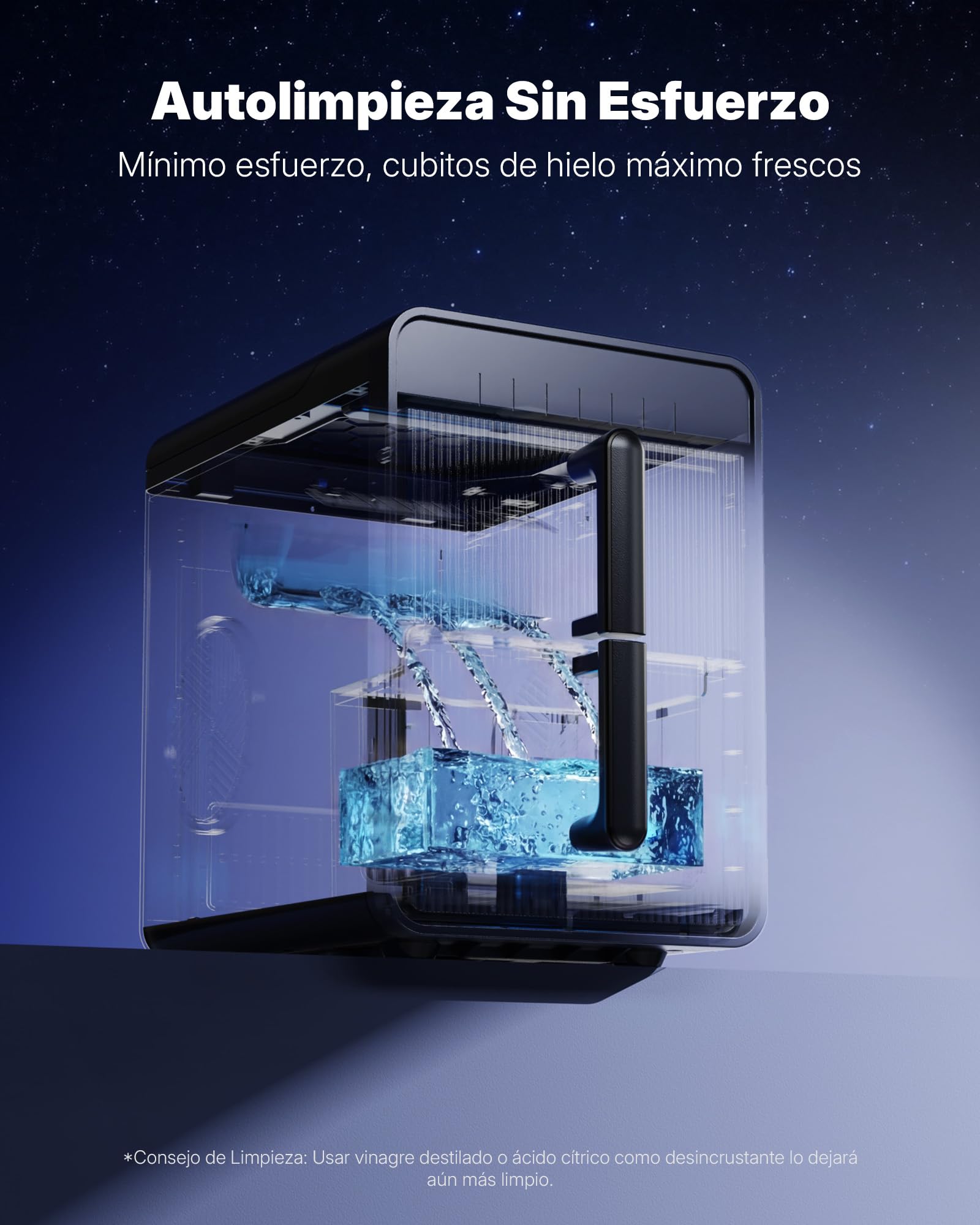 Upstreman Maquina de Hielo con LED, Pantalla Táctil Digital, Depósito & Cestillo Extraíbles, 9 Cubitos en 6-8 Min, 2 Tamaños de Cubitos, Autolimpiante, Ice Maker, Gris, BI10