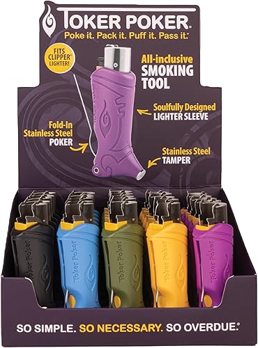 Toker Poker Clipper - La mejor herramienta de encendedor todo incluido incluye estuche para encendedor, póker retráctil de acero inoxidable,