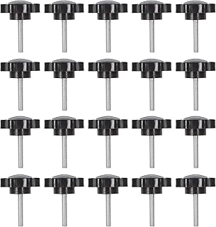 20pcs Handle Clamping Knob Clamping Screw Knob Star Knob Thread Accessory Black Knobs Umbrella Stand Parts Canopy Screws for Swing T- Track Knobs Star Knobs Thread Screw-in Bolt M8