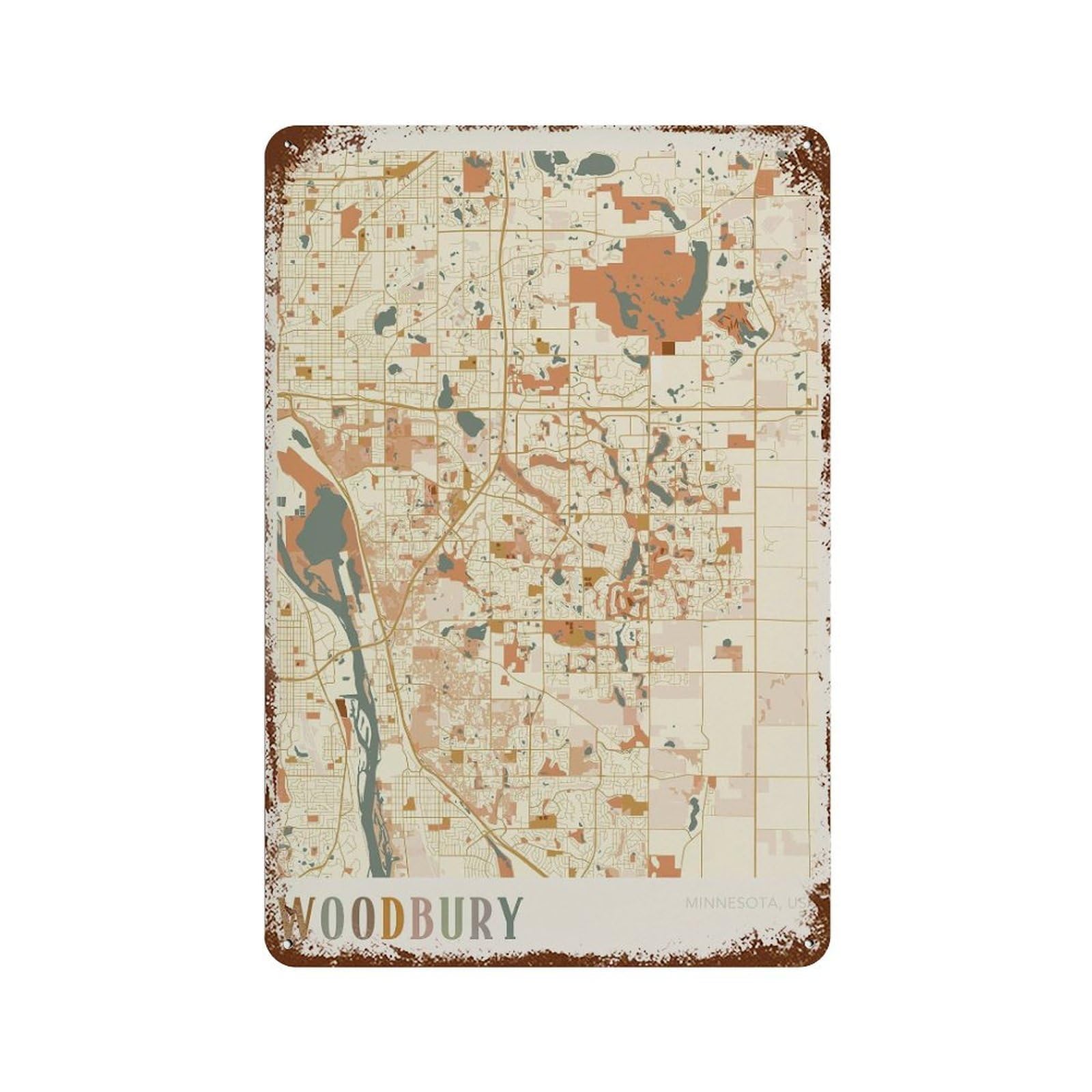 xiaoxiaoshen Woodbury Map Minnesota Travel Gift Boho Wall Decor Art Metal Tin Poster Modern Home Decor Art Home Bar Shop Decorations Vintage Sign 30x20cm