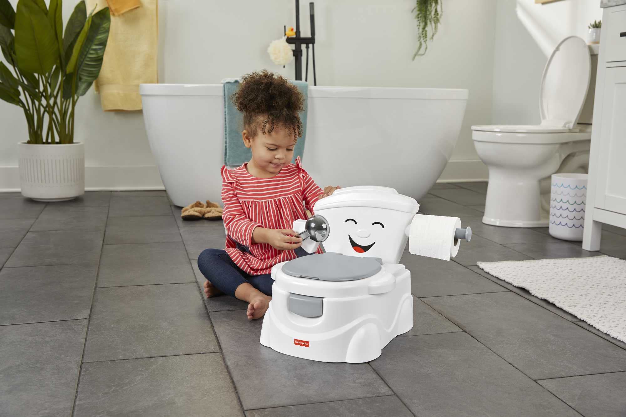 Fisher-Price Śpiewający Nocniczek, interaktywny nocniczek z muzyką i światełkami do nauki korzystania z toalety, w polskiej wersji językowej, HJC39