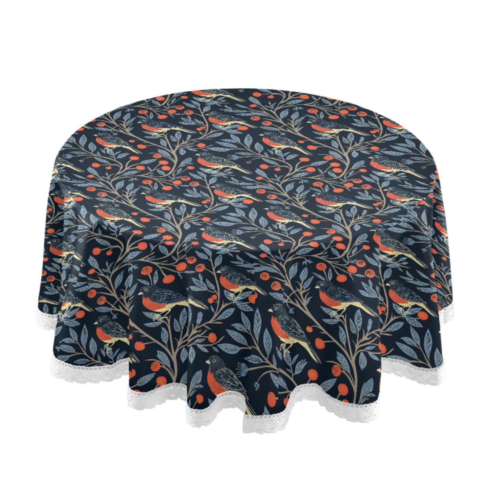 Nappe oiseau William Morris réutilisable en tissu bleu foncé 152cm