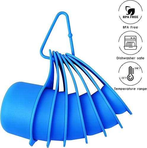Miniatura 4 de Juego de tazas y cucharas medidoras, juego de tazas y cucharas medidoras de plástico, 7 tazas medidoras y 7 cucharas medidoras con nivelador para