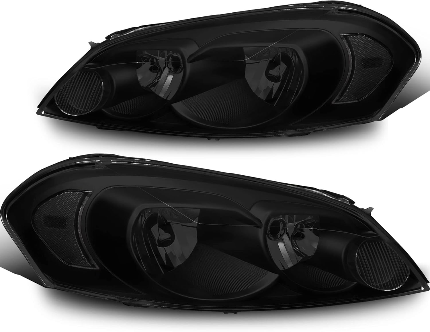 MOSTPLUS Headlight Assembly Compatible with 2006-2013 Chevy Impala / 2014-2016 Chevy Impala Limited / 2006 2007 Chevy Monte Carlo Front Lamp with Black Housing/Black Lens/Clear Reflector