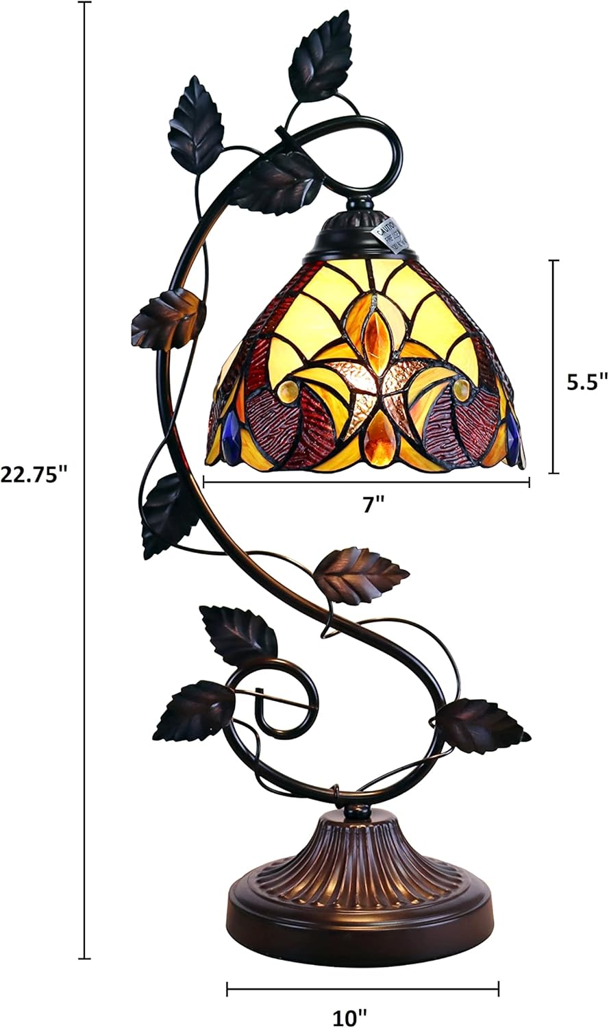 Radiance Goods Victorian Tiffany-Syle Dark Bronze 1 Light Accent Table Lamp 8" Wide