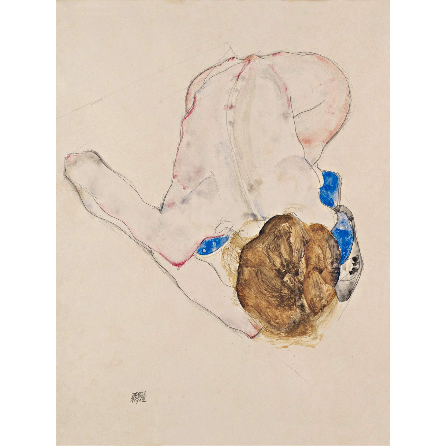 Wee Blue Coo Egon Schiele Nude With Blue Stockings Premium Wall Art Canvas Print 18X24 Inch