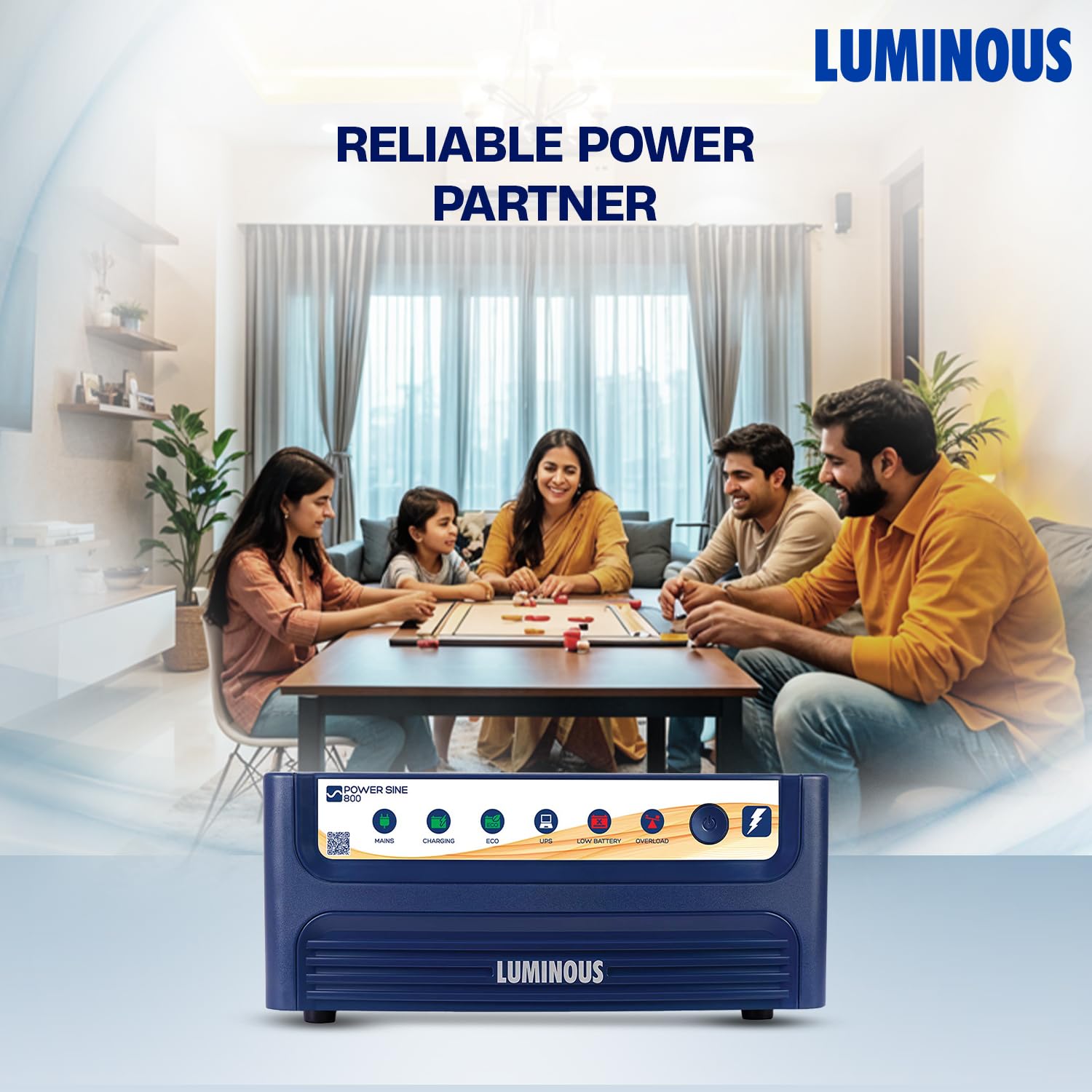 Luminous Power Sine 800 Inverter front panel with smart indicators labeled