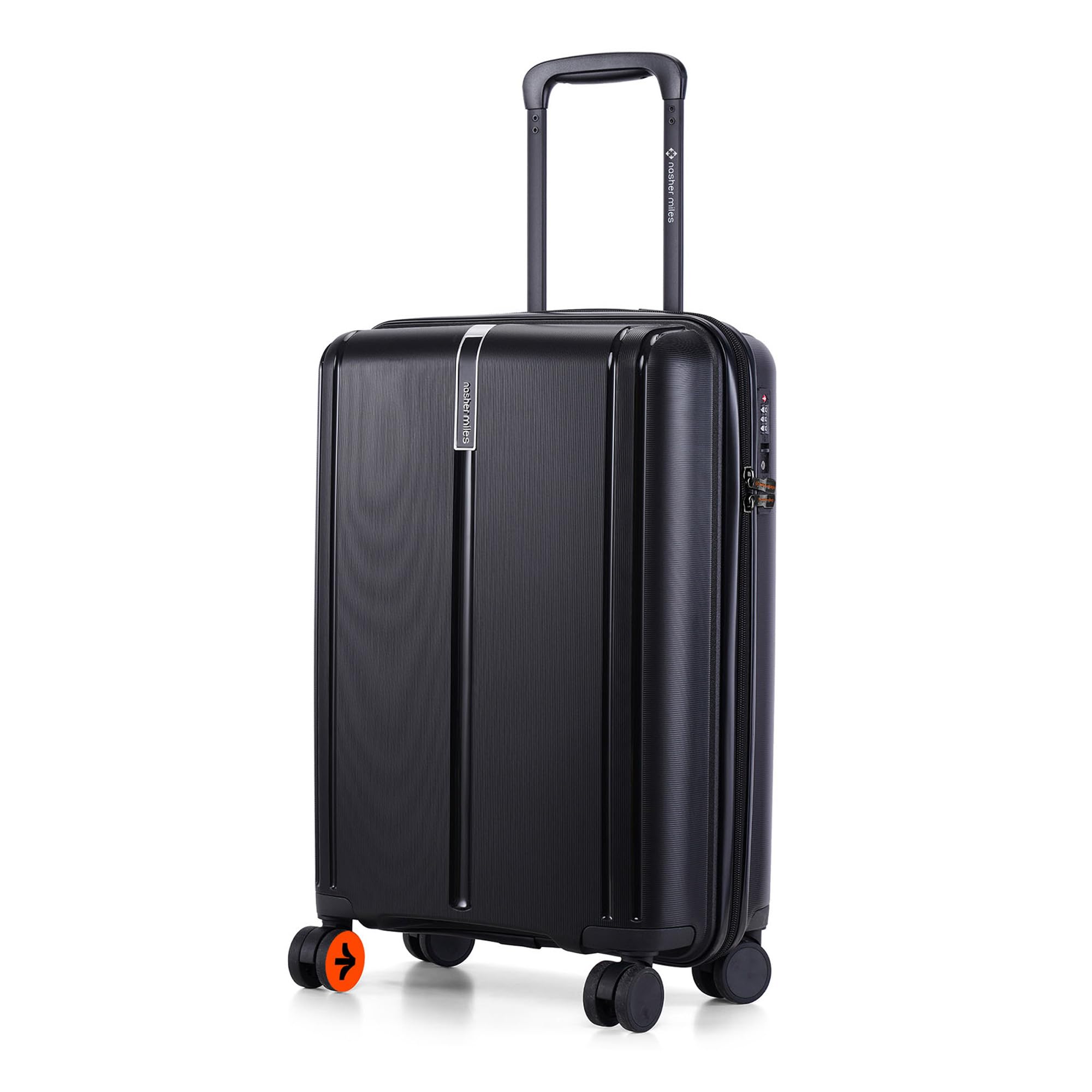 Nasher MilesThe Line Hard-Sided Polypropylene 8 Wheels Double Spinner Cabin Luggage Black 20 inch |55 Trolley Bag,Small