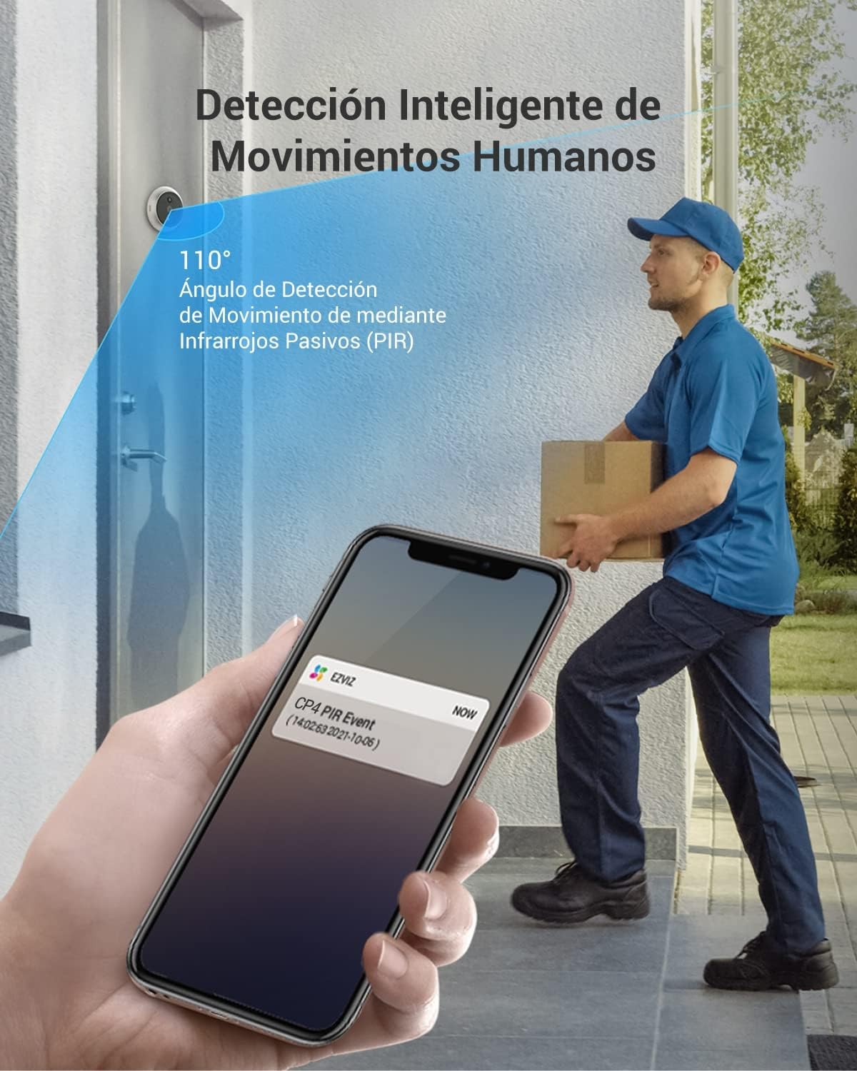 EZVIZ Mirilla Digital de Puerta con Pantalla Táctil a Color de 4.3'' Cámara Video Timbre Inalámbrico Monitor con Batería Recargable 4600mAh,PIR Detección de Movimiento,Audio Bidireccional,Modelo CP4