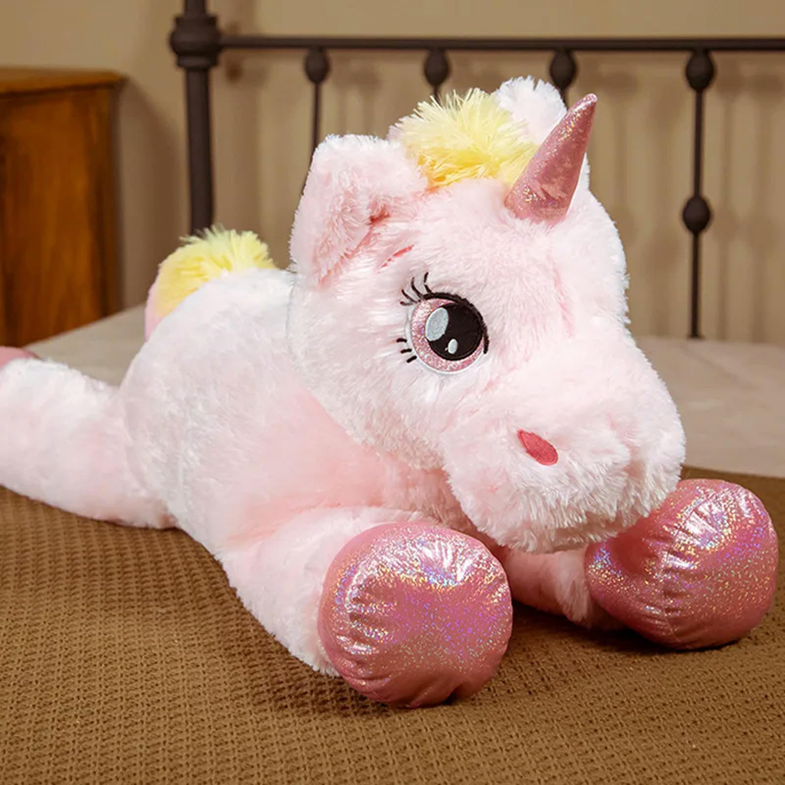 XDDBBB Peluche de Unicornio Gigante de 40-100CM, Animal Relleno, Encantador muñeco de Unicornio Suave, Rosa y Blanco, Decoraciones de Peluche, Juguete para Regalo