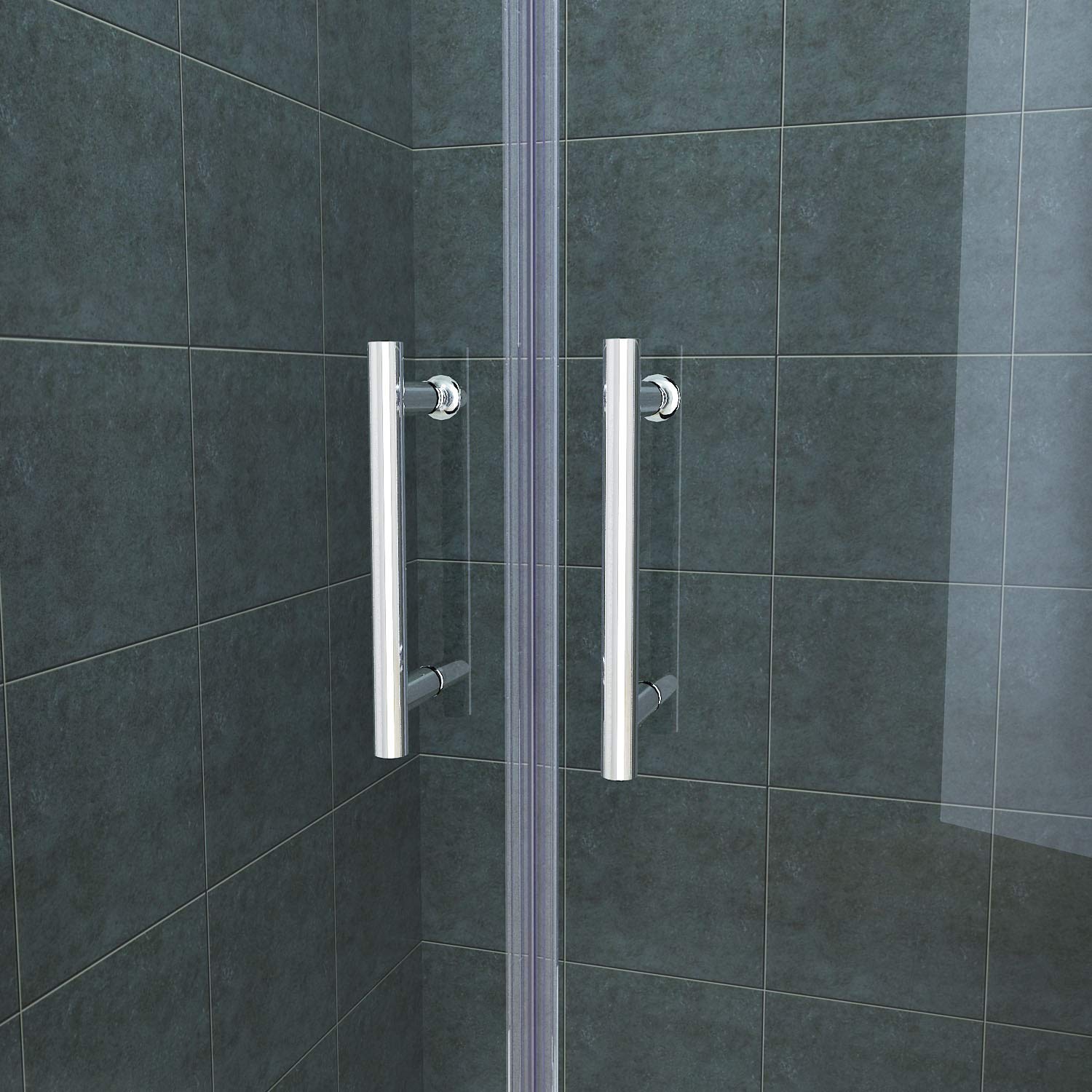 SONNI Duschkabine Duschtür Rahmenlos Nischentür Doppel Pendeltür Duschabtrennung 100x195cm | 5mm ESG Sicherheitsglas