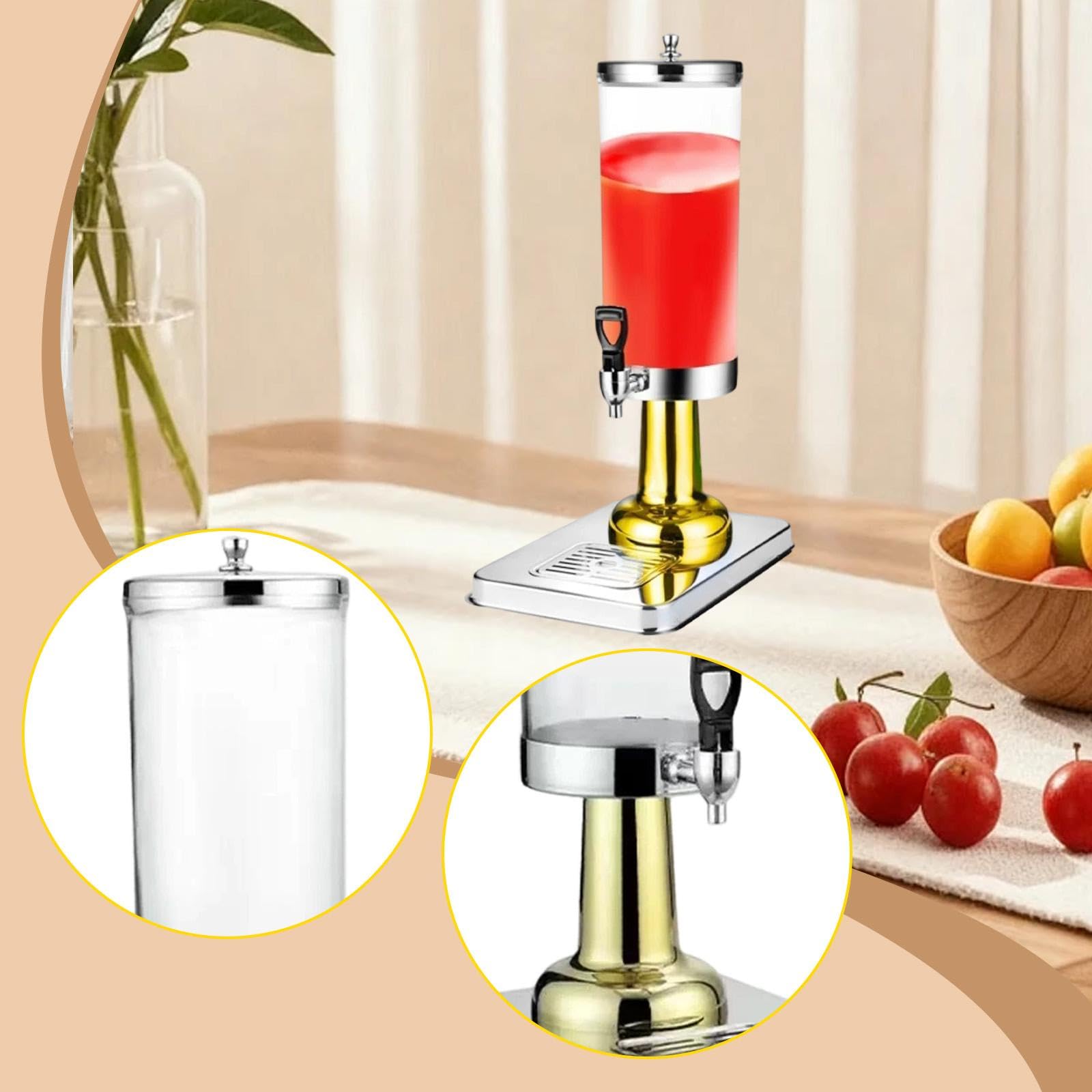 rockible Dispensador Automático de Agua Caliente Y Fría con Bandeja Antigoteo, 3 litros, para Restaurantes, Oro, Individual