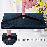 Vista 6 de Funda para iPad Mini 7 A17 Pro de 8.3 pulgadas 2024, iPad Mini 6ª generación 2021, funda delgada de piel sintética con flores para iPad Mini de Azul