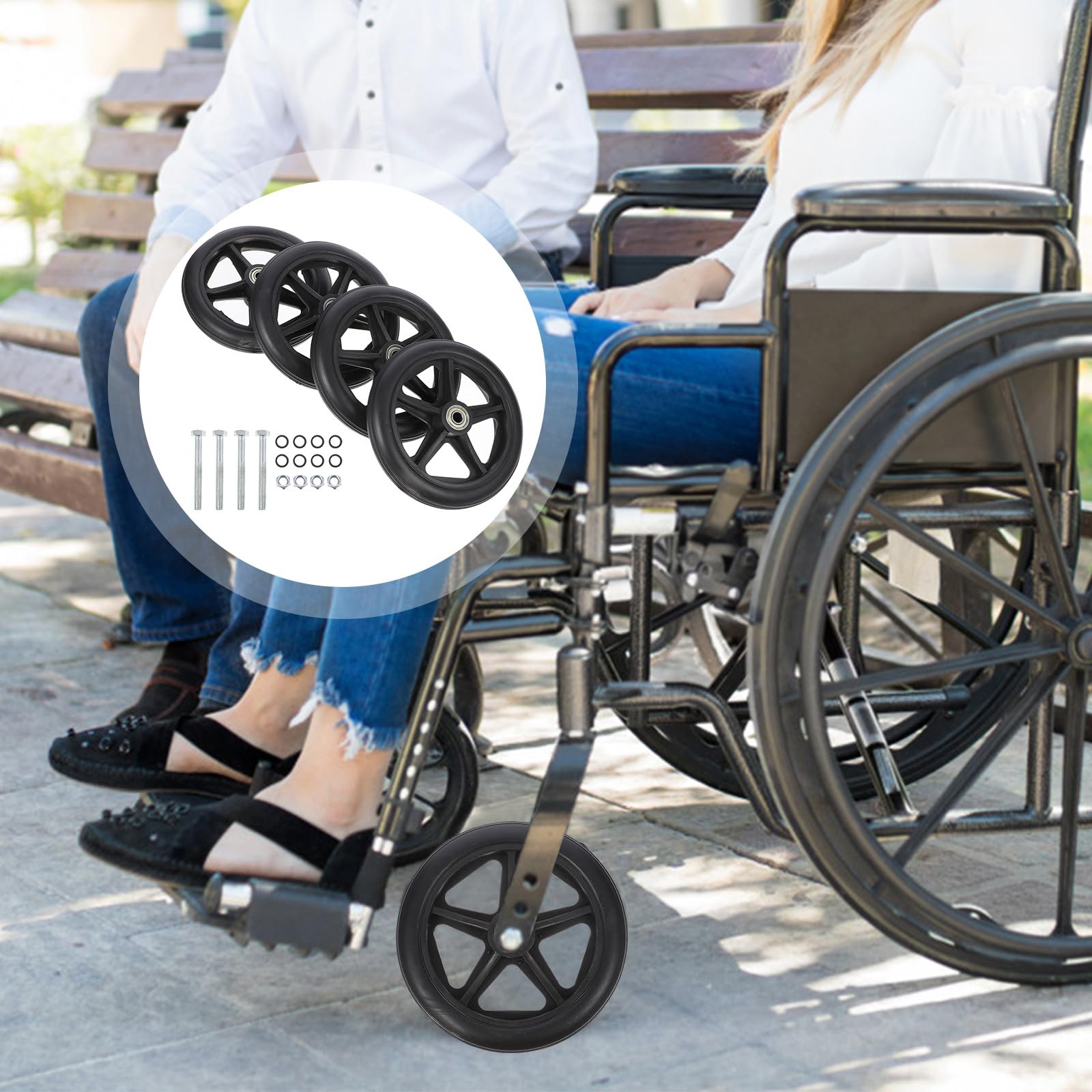 MAGICLULU Ruedas Delanteras y Antideslizantes de Repuesto para Silla de Ruedas de Abs y Acero para Adultos para Uso en Interiores y Exteriores