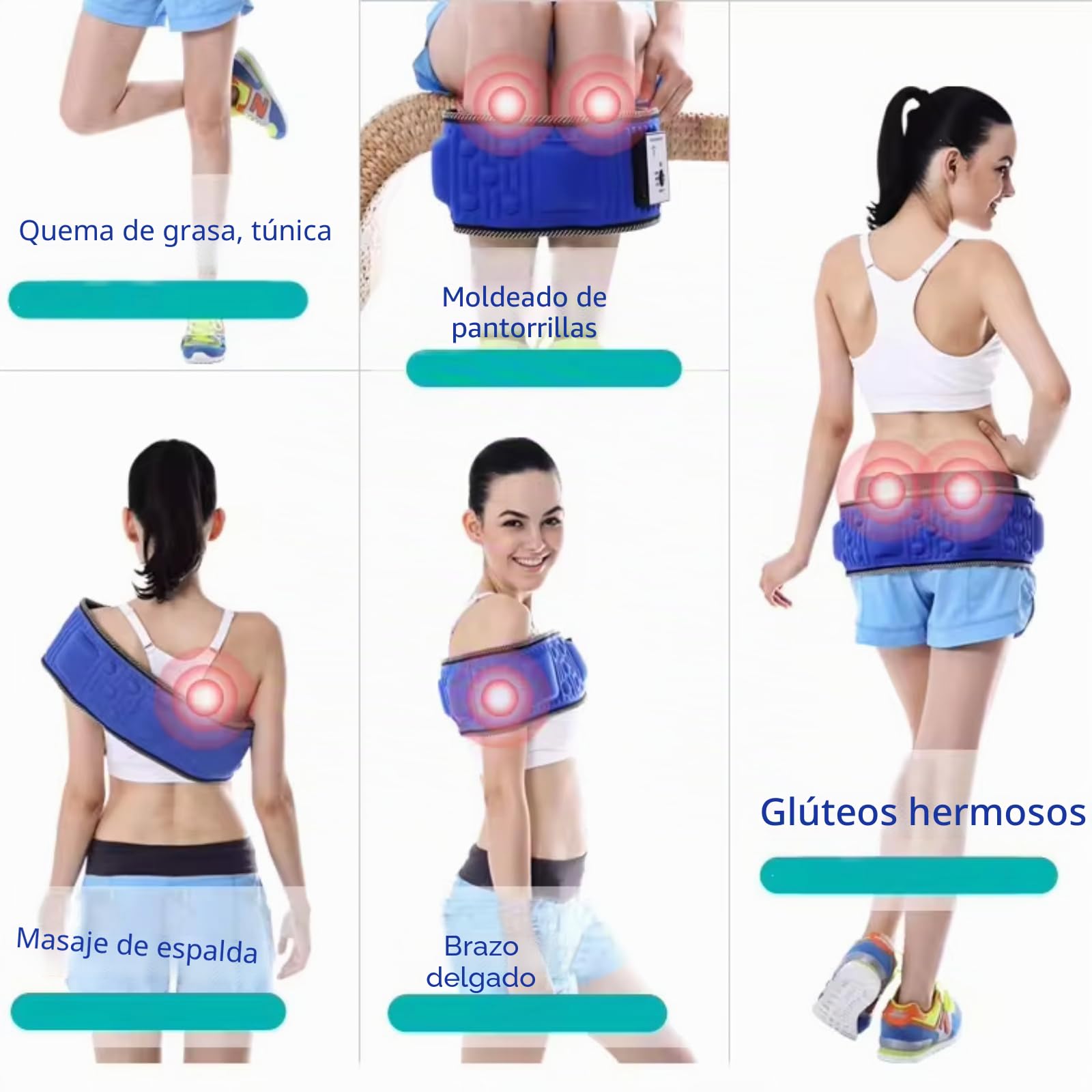 Cinturón de masaje adelgazante de alta vibración para cintura, vientre, abdomen, espalda y caderas, 36 modos, 2 lámparas rojas calefactoras, mejora