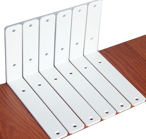 Miniatura 85 de Paquete de 12 soportes de hierro en L, negro, 12 pulgadas de largo x 8 pulgadas de alto x 1.5 pulgadas de ancho, 13/64 pulgadas de grosor, para