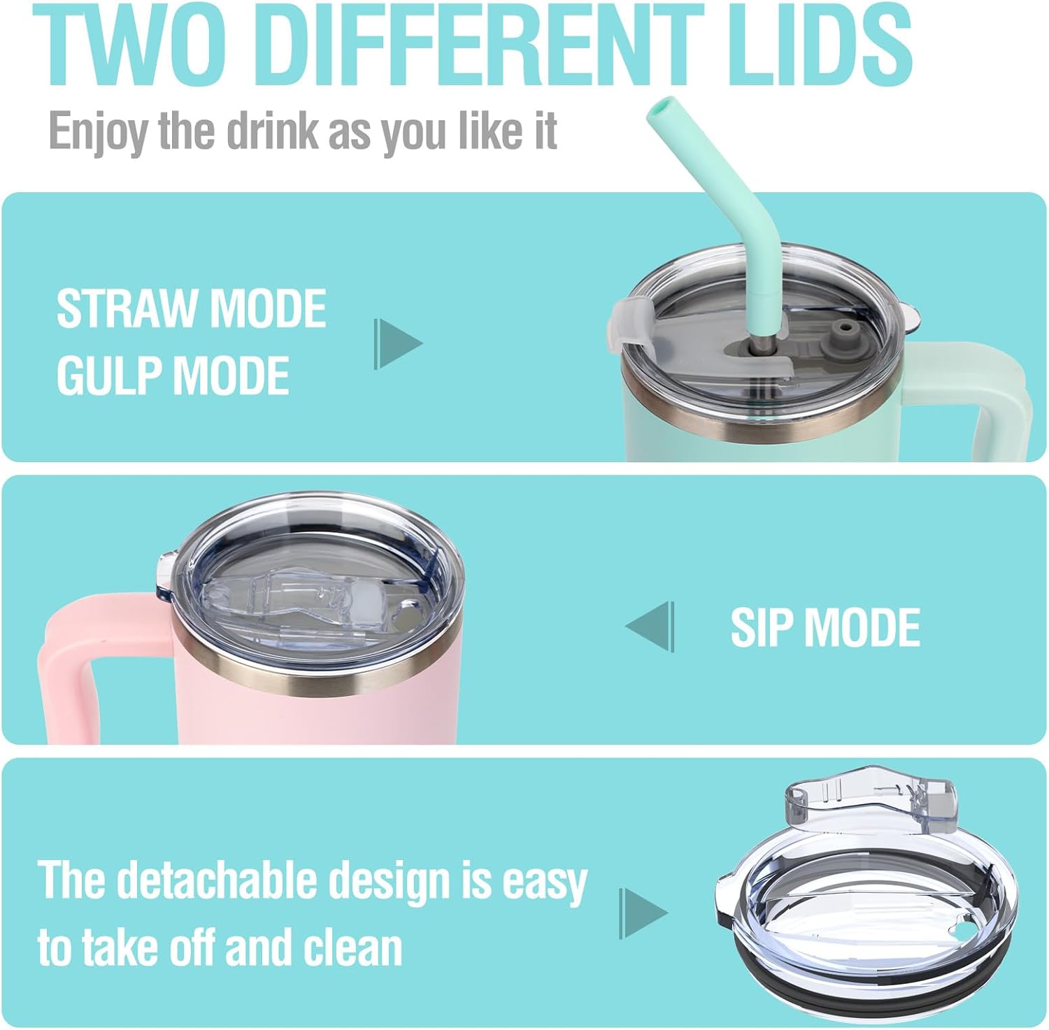 Zukro 24 oz Tumbler with Handle and Straw, Insulated Leak Proof Coffee Travel Mug with 2 Lids, Keep Drinks Hot or Cold, No Sweat Stainless Steel Cup for Home/Office/Car, Dishwasher Safe - Image 7