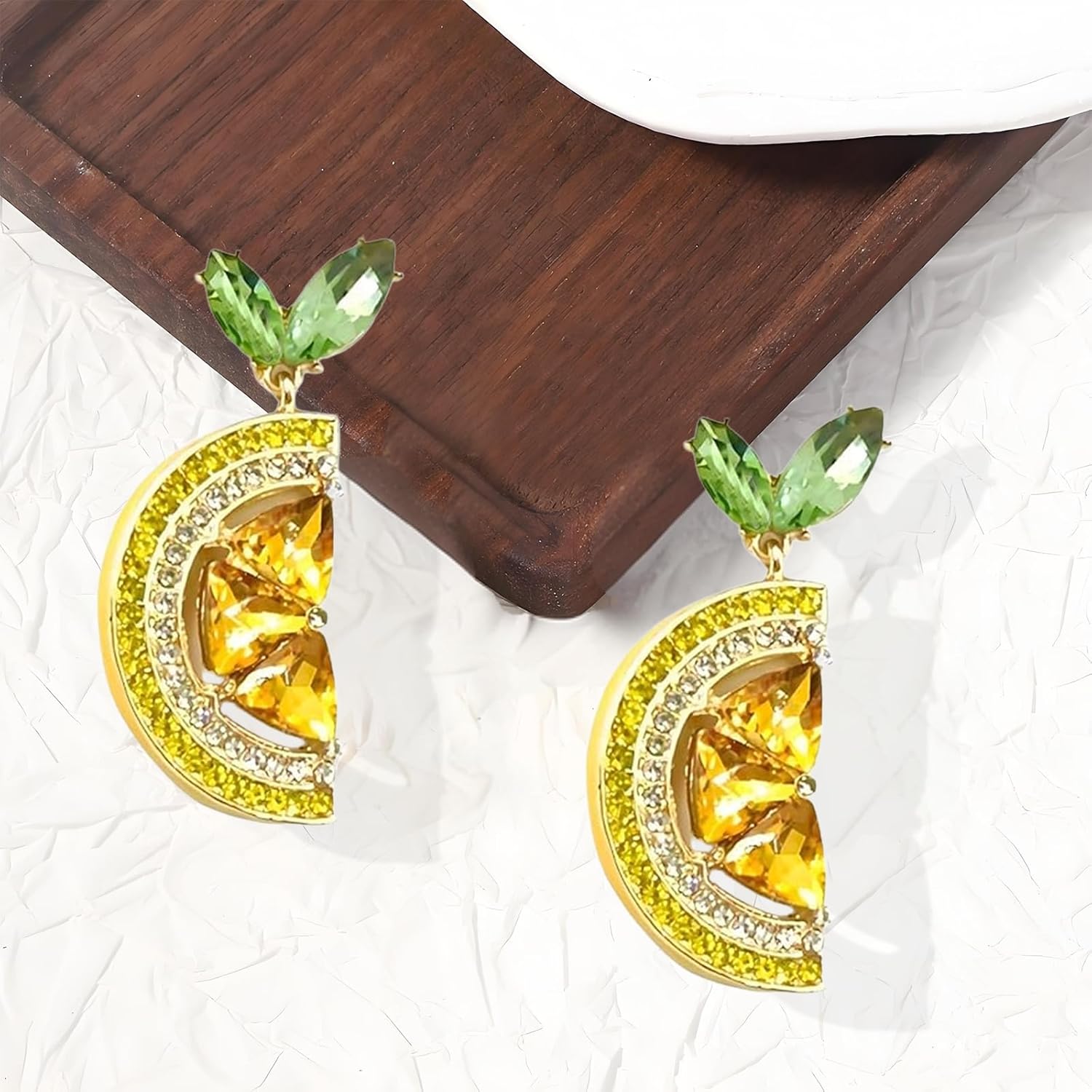 Lemon Earrings for Women Trendy 14K Gold Crystal Cubic Zirconia Fruit Lemon Shape Dorp Dangle Earrings Summer Beach Birthday Jewelry Gifts - Image 7