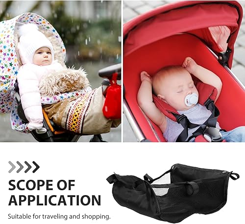 Miniatura 7 de VOSAREA Cesta de almacenamiento para cochecito de bebé, organizador de silla de bebé, bolsa de red debajo de la cesta inferior, tela Oxford, negro,