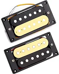 Metallor Conjunto de 2 peças de captador Zebra Humbucker de bobina dupla com ímã de cerâmica para guitarra elétrica e pescoço de ponte (preto e creme)