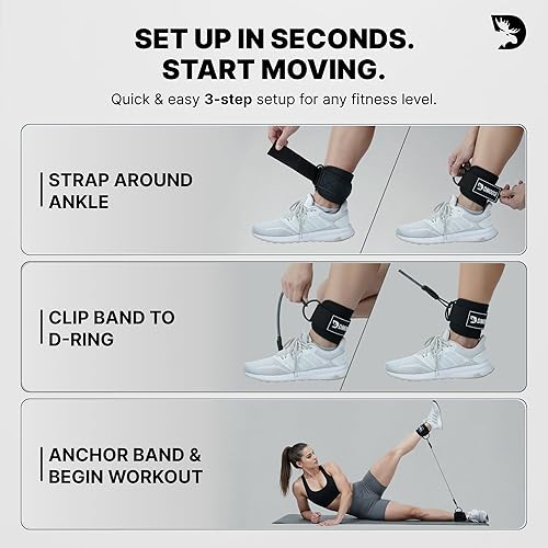 Miniatura 8 de DMoose - Correa de tobillo para máquina de cable, talla única, con acolchado de alta calidad, puños de tobillo para entrenamiento, entrenamiento de