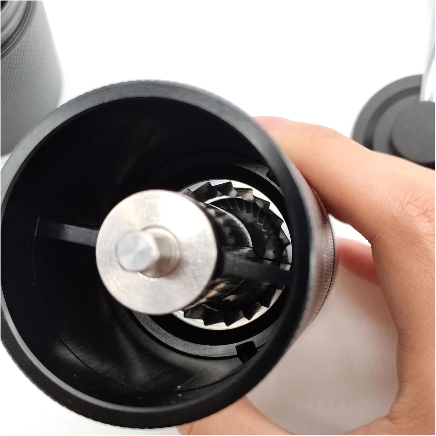 Manual Coffee Grinder 5-axis-Stainless Steel Burr Core Burr Detachable Grinding Disc Hand Coffee Mill for Espresso Coffee Maker(Silver)