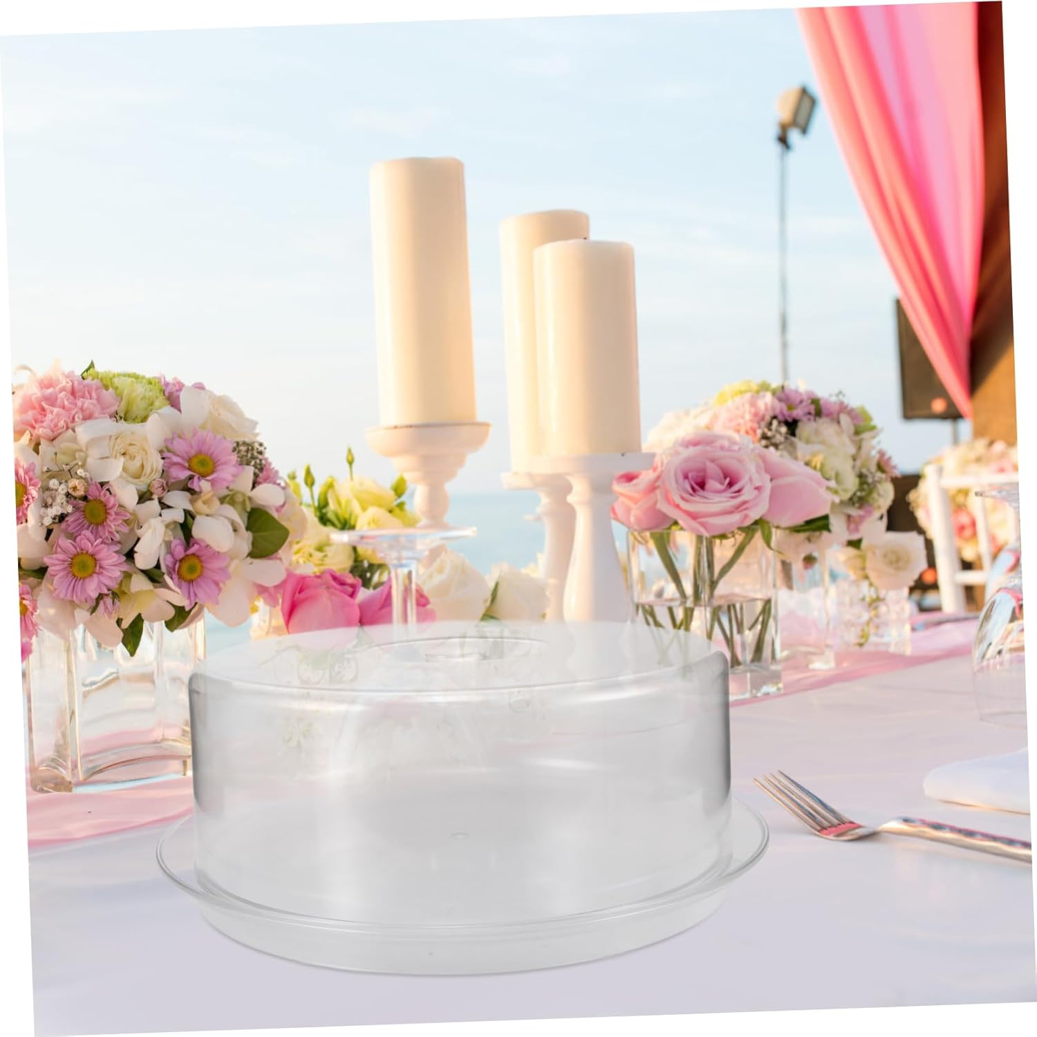 Transparent Cake Dome with Base Reusable Dessert Cover for Cakes Cookies and Snacks Buffets Weddings and Parties Sturdy and Clear Food Protector