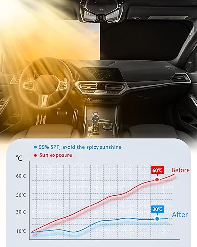 Miniatura 4 de BESTVIEW Parasol para parabrisas compatible con GMC Sierra 1500 2500 3500 2019 2020 2021 2022 2023, protector de visera solar reflectante plegable,