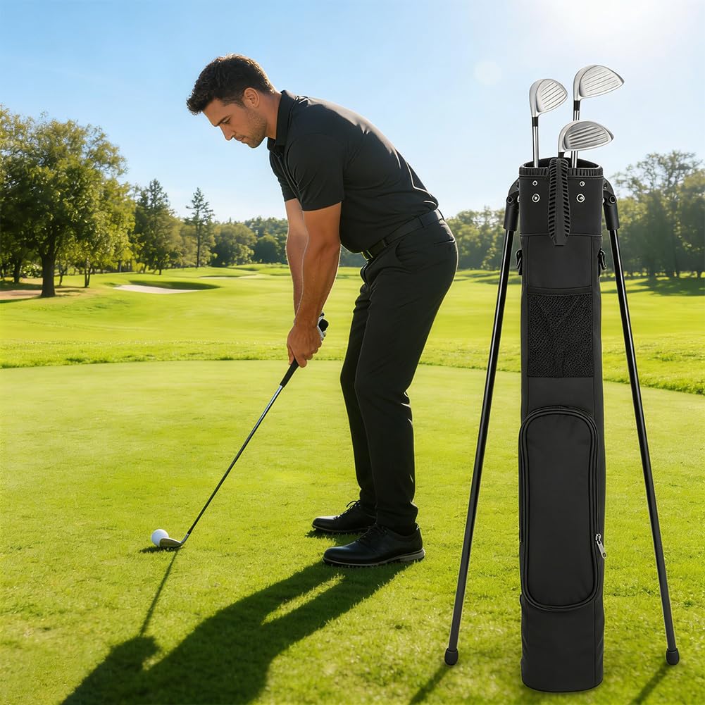 Borsa da golf da uomo: leggera 2,2 lbs, 3 tasche, supporto stabile e tracolla, ideale per Driving Range e corsi